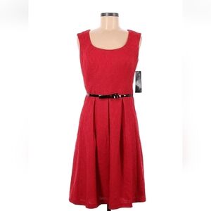 Evan Picone Black Label Heartbeat Red Fit N Flare Dress Women Sz 4 Textured